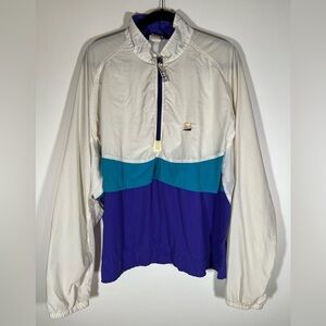 Vintage 90s Solumbra coloblock SPF 50 purple white 1/4 zip jacket sailing sz XL